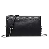 EVEOUT Damen Style Umhängetasche Pu-Leder mit Totenkopf-Print Handtasche Schwarz Lange Geldbörse Schulter Geldbörse