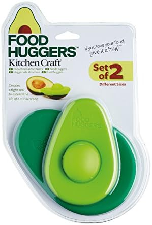 KitchenCraft Food Huggers Avocado Saver Set with 2 Silicone Food Covers, Assorted Sizes, Green, 13 x 9.5 x 1.5 cm