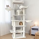 Anwick 68" Tall Cat Tree Tower with Scratching Posts, Cat House with Hammocks, Cat Condos for Indoor Cats, Removable Cushions, Multi-Level Cat Playground (Beige)