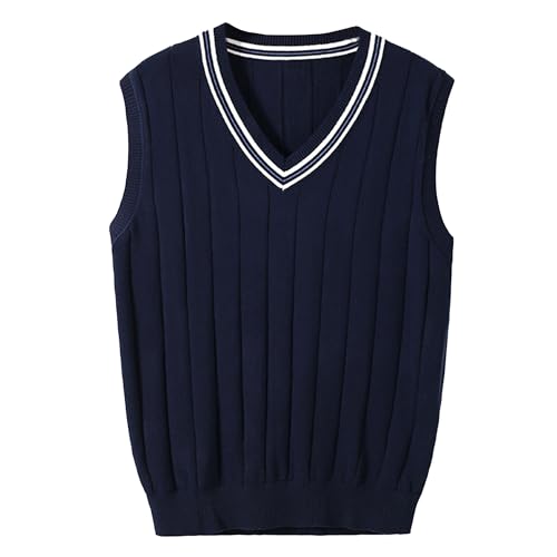 Maiyifu-GJ Men's V Neck Soft Knit Vest Sweater Sleeveless Slim Fit Pullover Sweaters Warm Comfort Knit Vest