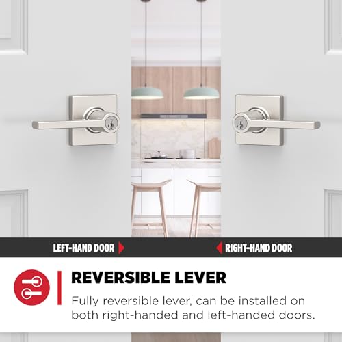 image for Kwikset Casey Entry Door Handle with Lock and Key, Secure Keyed Revers
