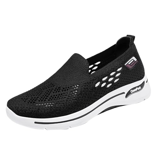 Casual vetervrije schoenen voor dames, van mesh, lichte hardloopschoenen met boogsteun, antislip, damessneakers, hardloopschoenen, gesloten neus, zomerboot, zachte sneakers, Zwart, 41 EU