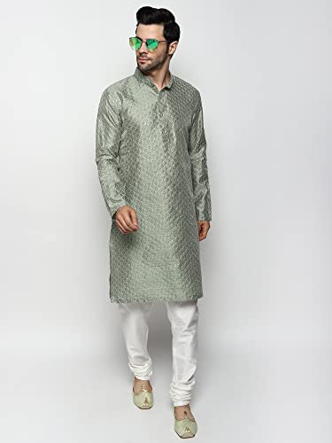 Image of Uri and MacKenzie Embroidery Silk Men's Kurta Pyjama Set