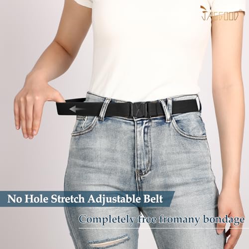 JASGOOD Women No Show Stretch Belt Flat Buckle Elastic Web Belt for Jeans2