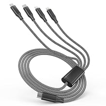 كابل شحن USB C إلى USB C/Dual Lightning/Micro USB بطول 2 متر/6 أقدام، كابل شحن متعدد 4 في 1 لأجهزة متعددة، سلك شاحن iPhone عالمي مضفر للهواتف المحمولة، سلسلة iPhone، الأجهزة اللوحية، Galaxy