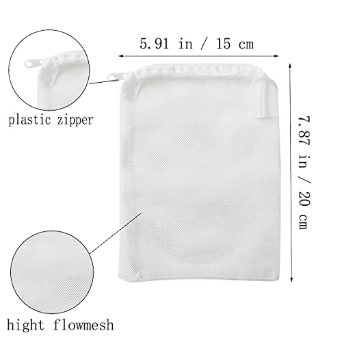 Image of 5 Pcs Tanks Filter Media Bags, Aquarium Media Bag, Aquarium Filter Bags, Fish Tank Media Mesh Filter Bags, with Zipper Reusable Aquarium Filter Media Bags.for Activated Carbon, Ceramic Rings, etc