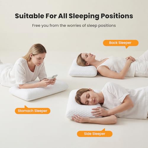 Image of OLIXIS Memory Foam Pillow for Sleeping, 2 Pack Queen Bed Pillows, Pressure Relieving Cervical Support, Adjustable Loft, Removable Washable Cover, Gel Cooling Mesh, for Back Side Stomach Sleepers,White