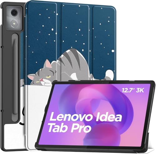 zZjoOoj Hülle Kompatibel mit Lenovo Idea Tab Pro 12.7 Zoll 2025 Tablet, Ultra Dünn Case mit Standfunktion Auto Sleep Wake Up Funktion für Lenovo Idea Tab Pro,Good Night