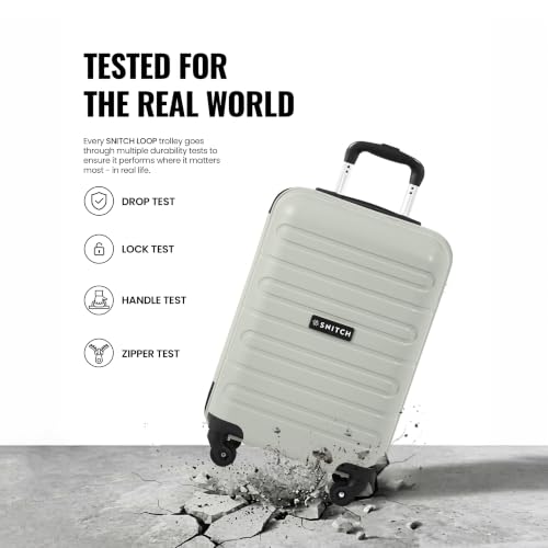 Image of SNITCH Loop Cabin Size Grey Polypropylene Hard Travel Suitcase - Trolley Bag Small & Luggage with 4 Wheels, Secure Lock & Free Shoe Bag
