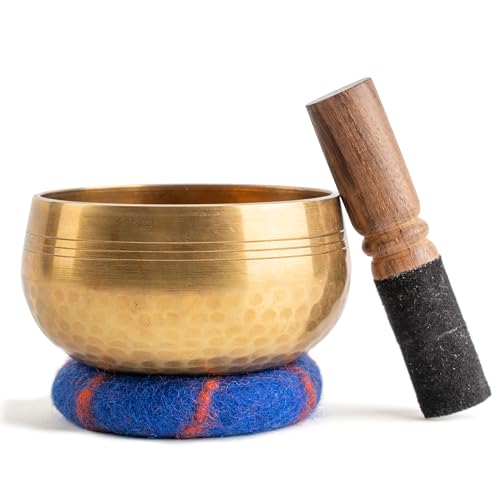 Image of Handcrafted Tibetan Singing Bowl Set – 4" Sound Bowl for Meditation, Sound Healing & Yoga – Healing Instrument with Wooden Striker & Cushion – Authentic Hand-Hammered in Nepal - The Ohm Store