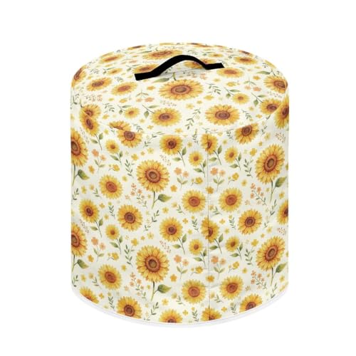 Image of Retro Sunflower Air Fryer Cover Waterproof Dust Cover | Portable with Pocket Protective Cover Suitable for Women Exquisite Gifts for Picnic Color Resistant Portable 8 Quart