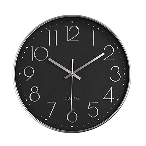 Foxtop Modern 12" Battery Operated Silent Non-Ticking Wall Clock Digital Quiet Sweep Office