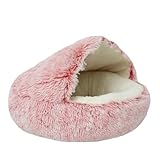 Rundes Haustierbett für kleine Hunde und Katzen, Plüschmaterial, weich und warm...