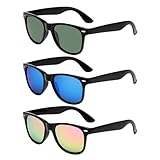 SUNDRIFT Sunglasses for Men & Women | Polarized Sunglasses | All-Terrain Glasses | UV400 Protection | Perfect for Hiking, Boating, Swimming, & Golfing | 3 Pack With Blue, Orange, & Olive Lenses