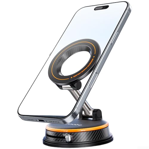 Aetluxery Soporte giratorio plegable para teléfono al vacío para coche con soporte magnético para transmisión en vivo y navegación manos libres (naranja)