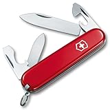 Victorinox Recruit Swiss Army Knife, 10 Functions, Swiss Made Pocket Knife with Can Opener, Screwdriver and Small Blade - Red