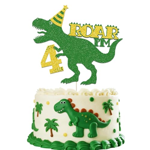 Dinosaur Roar Im 4 cake topper image