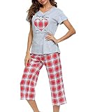 ENJOYNIGHT Women's Sleepwear Tops with Capri Pants Pajama Sets(3X-Large,Supper)