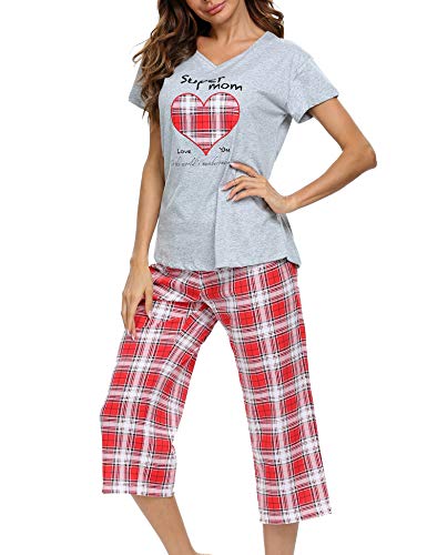 Enjoynight Women's Sleepwear Tops With Capri Pants Pajama Sets(X-Large,Supper) #TOP2