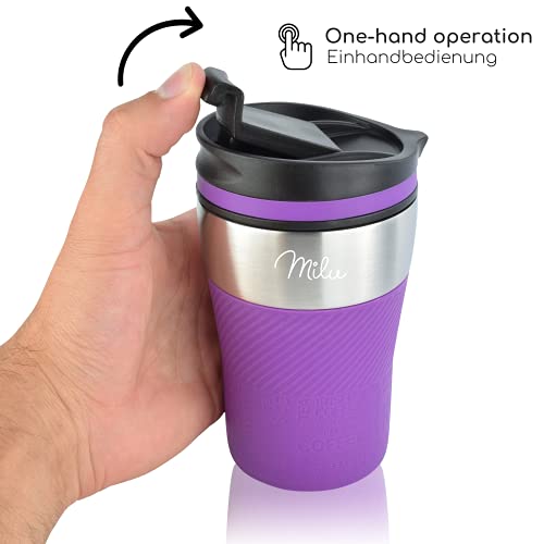 Milu thermobeker - 210 ml 100% lekvrij - isoleerbeker, koffiebeker te gaan, drinkbeker van roestvrij staal - autobeker dubbelwandige isolatie - reismokken - Travel mug (210ml, Paars) - Image 5