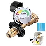 100 lb Propane Tank Adapter, Universal Fit Pol to Qcc1 Propane Tank Adapter Converts Pol to Qcc1 / Type 1, Propane Gauge for 100 lb Propane Tank- Old to New Connection Type, Solid Brass.