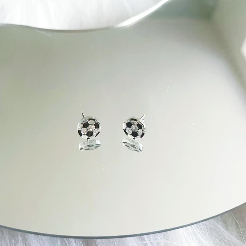 Blue Drop Sports Fan Earrings, Black, Dangle, No Metal Type, Basketball, Soccer, Baseball, Volleyball, Rugby, Rhinestone, Irregular Shape, Polished Finish