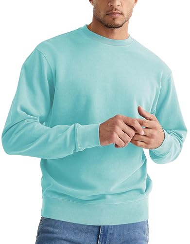 Sleepdown Men's Crewneck Sweatshirt, Soft Midweight Long Sleeve Fleece Sweatshirt for Men, Basic Pullover Mens Sweatshirt