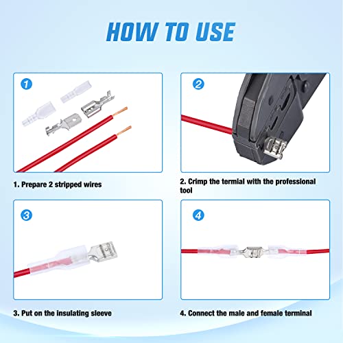 Nilight 480PCS Insulated Male Female Spade Terminals Quick Splice Assortment Tin Plated Open Barrel Copper Crimp Wire Connectors for 22-14 ga Electrical Wiring Car Audio Speaker - Image 2