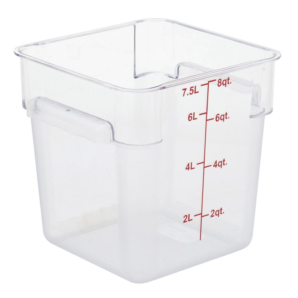 Clear Square Food Storage Container - 8 3/4" L x 8 3/4" W x 9" H by HUBERT – Polycarbonate (PC), Clear, Model 0105004-PC