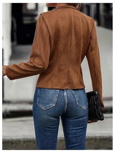 SOLY HUX Women's Faux Suede Open Front Cardigan Jacket Long Sleeve Casual Vintage Outerwear2