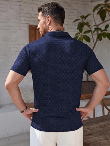 Image of TAGDO Men's Cotton Premium Casual Jacquard Fabric Polo T Shirt for Man | Collar | Half Sleeve | Comfortable Fit with Modern Style | Trendy Look (2067)