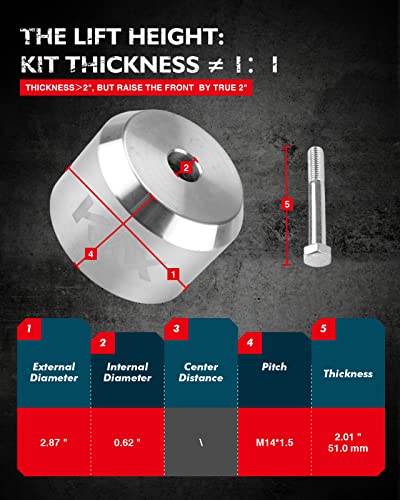 Kax 2" Front Leveling Lift Kit Fit For F250 F350 Super Duty 2005-2021, 2 Inch Leveling Kit For F250 F350 Super Duty 2005-2021, Suspensions Front Struts Spacer Llk014 #TOP2