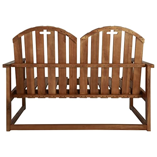 Banco de jardín de madera de acacia de 110 cm para exterior con respaldo 6