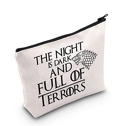LEVLO Thrones Game Cosmetic Make Up Bag Thrones Game Fans Gift The Nnight Is Dark And Full Terrors Thrones Game Makeup Zipper Pouch Bag For Friend Family (The Night Is Dark)