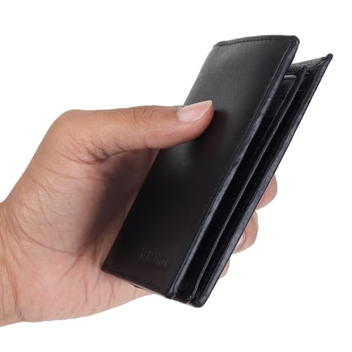 Image of TANSTITCH Men's Genuine Leather Wallet | RFID Blocking Wallet for Men | 16 Card Slots, 1 ID Window | Large Capacity Card Holder Wallet for Men (Hold 30 Currency Notes) (Black)