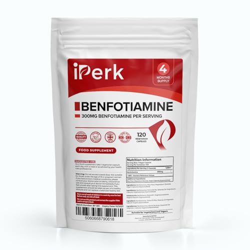 iperk Benfotiamine 300mg - High Absorption Vitamin B1 Supplement, 120 Vegan Capsules (4 Months Supply)