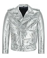 Silver Metallic Jacket Made with High Quality Genuine Leather Mens Brando Leather Silver Foiled Jacket has Soft Inner Viscose lining Silver Leather Jacket has Zipper Cuffs, 2 Waist Pockets and Adjustable Waist Belt We are confident with the quality o...