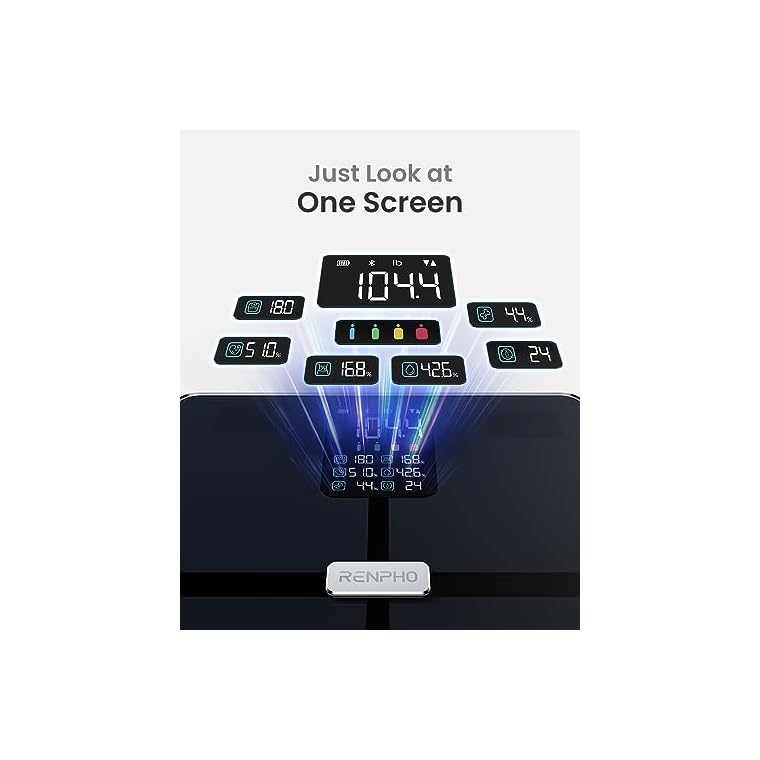 RENPHO Smart Scale with BMI, Body Fat, Muscle Mass, Bluetooth Scale for Body Weight, FSA HSA Store Eligible, 13 Metrics with Large VA Display, Support App Connection, Black, Elis 2X - Image 3