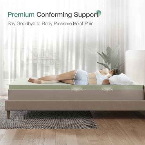 Novilla Mattress Topper King, 3-Inch Gel Memory Foam Mattress Topper for Cool Sleep & Pressure Relief, King Mattress Topper in a Box, CertiPUR-US Certified Foam, Green by Novilla - Used condition - Image 2