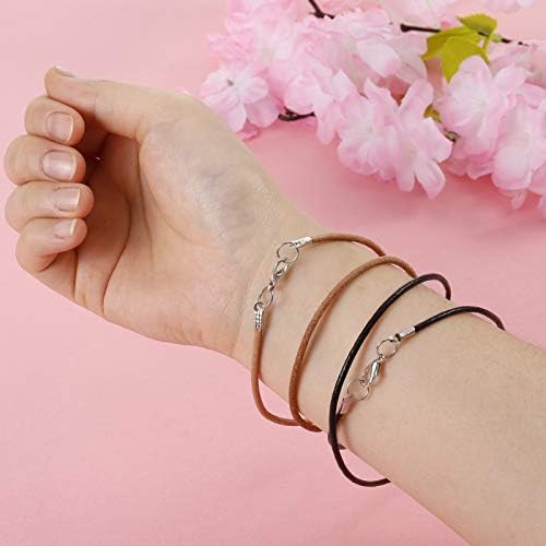 Xinzistar 2 Rolls Leather Strings 6 Meters 2 mm Wide Genuine Leather Cord and 150 Pieces Jewelry Findings Necklace Cord String for Jewelry Making Bracelets Craft Twine Necklace Bracelet Kit
