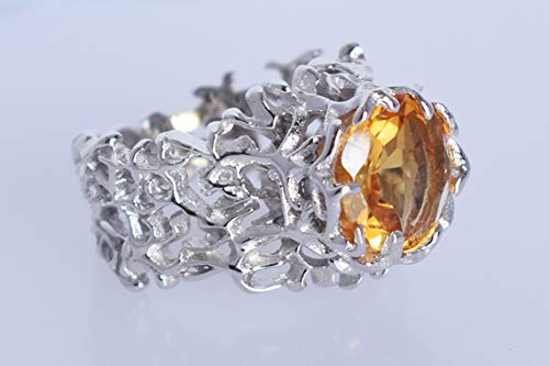 Bague pierre de naissance citrine naturelle et argent 925 pour cadeau d'anniversaire - 3