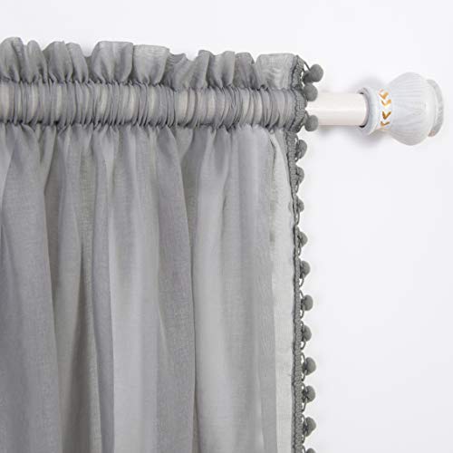 Elegant Comfort Tende semitrasparenti con nappe con pompon, set di