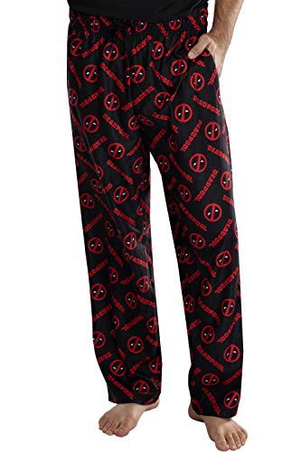Marvel Mens' Deadpool Logo All Over Print Pajama Pants