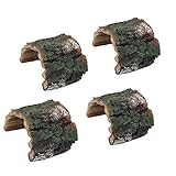 Betta Log Resin Hollow Tree Trunk Ornament, Aquarium Hideout Reptile Cave Ornament Terrarium Fish Tank Decoration-(4Pcs)