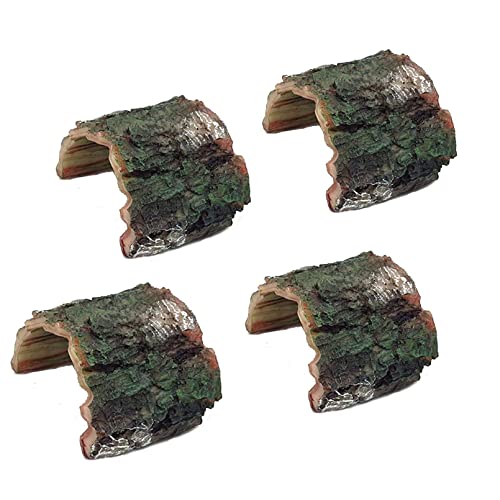 Betta Log Resin Hollow Tree Trunk Ornament, Aquarium Hideout Reptile Cave Ornament Terrarium Fish Tank Decoration-(4Pcs)