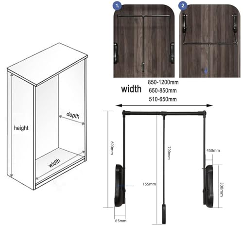 Tringle à vêtements rétractable robuste avec rail télescopique et largeur ajustable