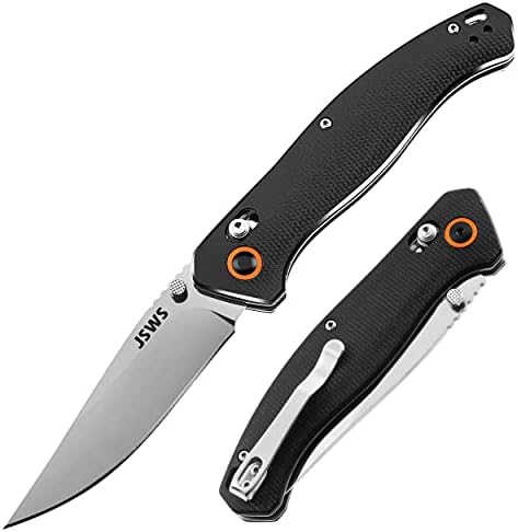 JSWS Tactical Knife Pocket Knife for Men Survival Camping Knife EDC Folding Knife 440C Stainless Steel 3.7'' Blade Micarta Handle Axis Lock Perfect for Camping Fishing Hiking Survival Gifts for Men