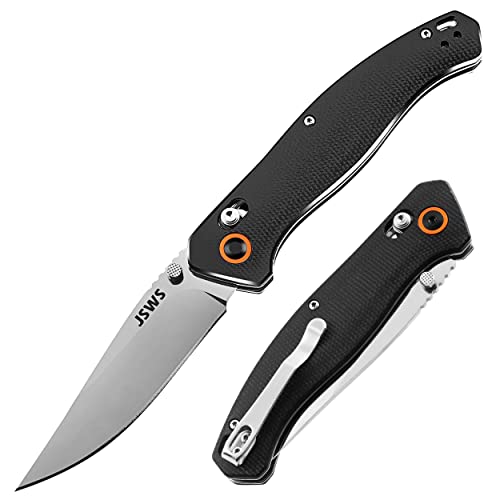 JSWS Tactical Knife Pocket Knife for Men Survival Camping Knife EDC Folding Knife 440C Stainless Steel 3.7'' Blade Micarta Handle Axis Lock Perfect for Camping Fishing Hiking Survival Gifts for Men