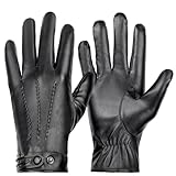 Winter Leather Gloves for Men, Soft Cashmere Lined Mens Gloves With Full-hand Touchscreen, Waterproof Men’s Winter Gloves for Cold Weather, Perfect for Driving&Riding, Warm Winter Gifts for Men Teens