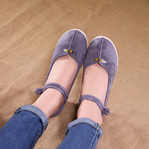 MATERUIEYES Women's Retro Embroidered Wedge Shoes Buckle Height Increased Footwear3